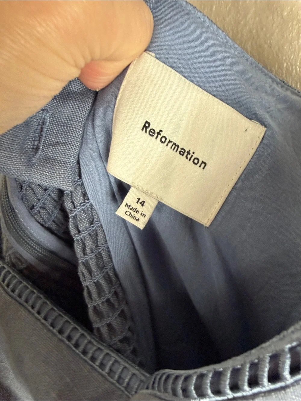 Reformation Everett Linen Dress in Cornflower Blue - Picture 7 of 10